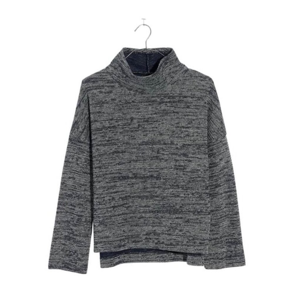 Madewell - Mockneck Slouchy Sweatshirt Top G9936 | Marled Navy | Size XS